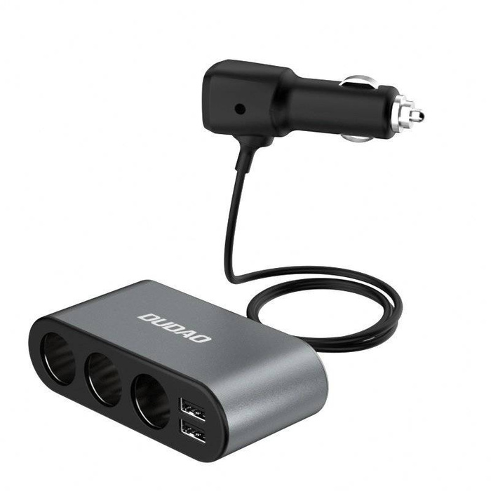 Caricabatteria per auto Dudao 2x USB / 3x splitter per accendisigari nero (R1Pro nero)