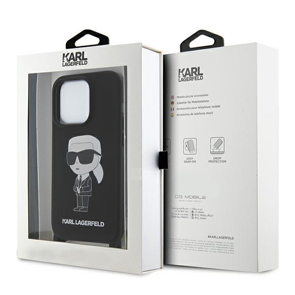 Case Karl Lagerfeld KLHCP15XSCBSKNK iPhone 15 Pro Max 6.7" hardcase black/black Crossbody Silicone Ikonik Case