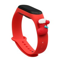 Correa Muñequera navideña para Xiaomi Mi Band 4 / Mi Band 3 Pulsera navideña con correa de silicona roja (Calcetín)