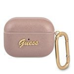 Coque GUESS Apple AirPods Pro Saffiano Script Metal Collection Etui rose