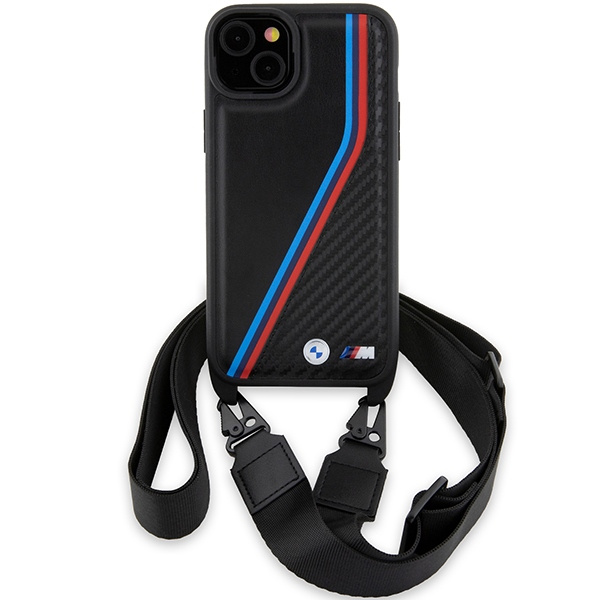 Cover Bmw Bmhcp15s23psvtk IPhone 15 / 14 / 13 Nero/nero Hardcase M Edition Carbon Tricolor Lines &amp; Strap Case