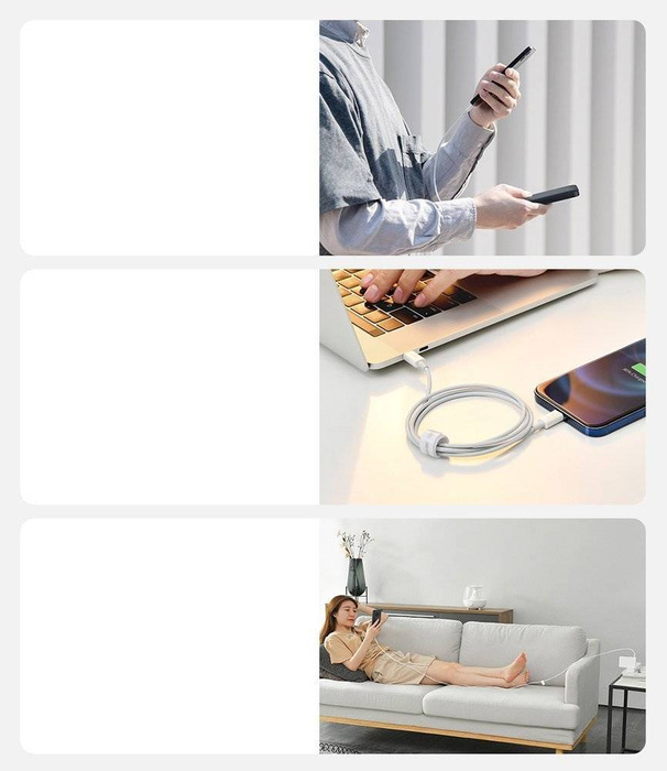 Baseus Superior USB Type C kabel - Lightning Power Delivery 20 W 1 m Bílá (CATLYS-A02)