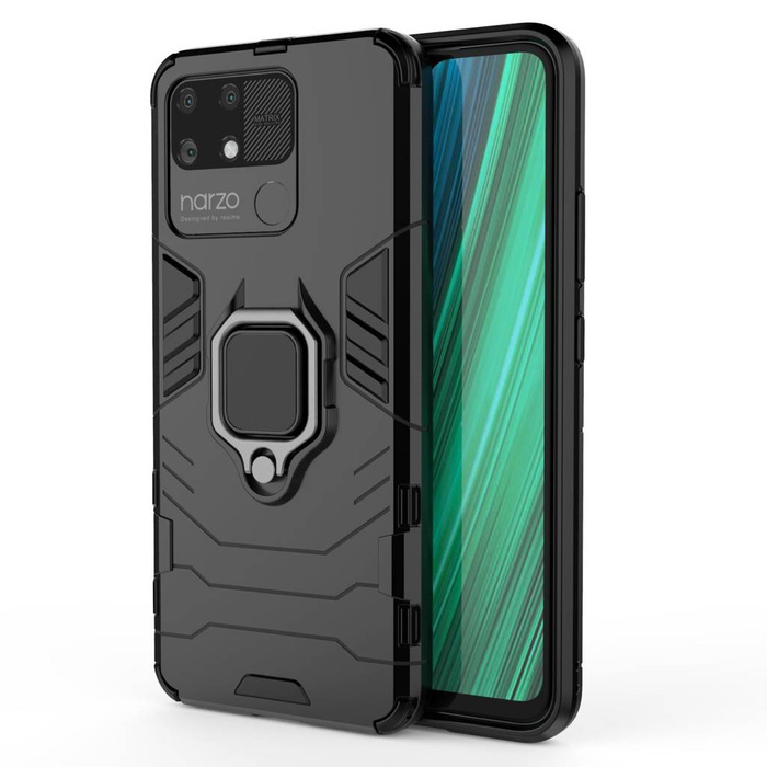 Ring Armor Tough Hybrid Case Cover + Magnethalter Realme Narzo 50A schwarz