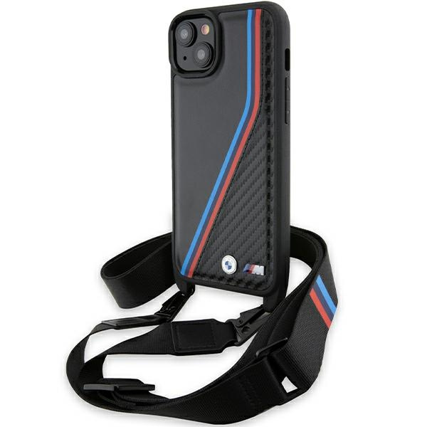 Cover Bmw Bmhcp15m23psvtk IPhone 15 Plus / 14 Plus 6,7" Nero/nero Hardcase M Edition Carbon Tricolor Lines &amp; Strap Case