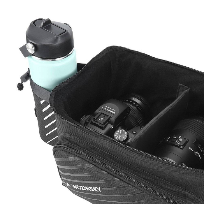 Wozinsky Fahrradkoffer mit 9l Schultergurt (inkl. Regenschutz) schwarz (WBB22BK)