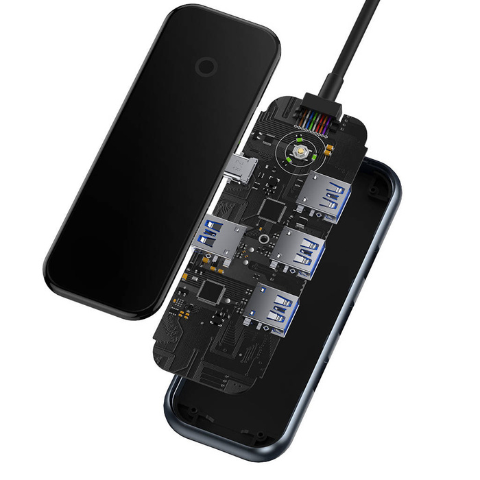 Baseus AcmeJoy HUB 4 porte da USB-C a 1xUSB-C / 4xUSB3.0 grigio scuro