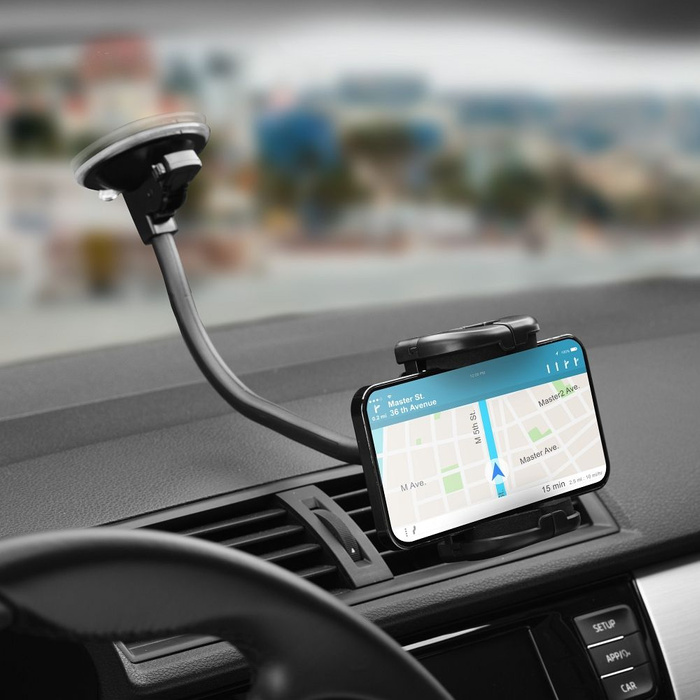 Uchwyt na telefon do samochodu uniwersalny Forcell F-Grip Regular 27 cm do szyby / deski / kratki czarny