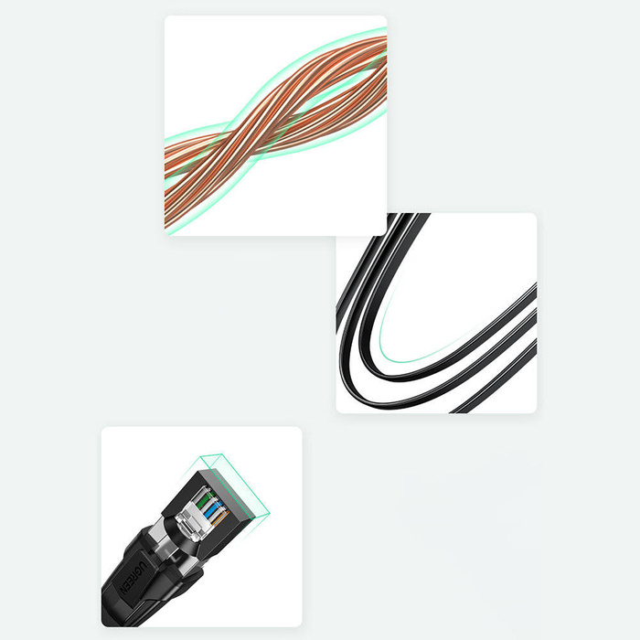Cable LAN Ugreen Ethernet Cat.8 U/FTP plano 1m negro (NW134)