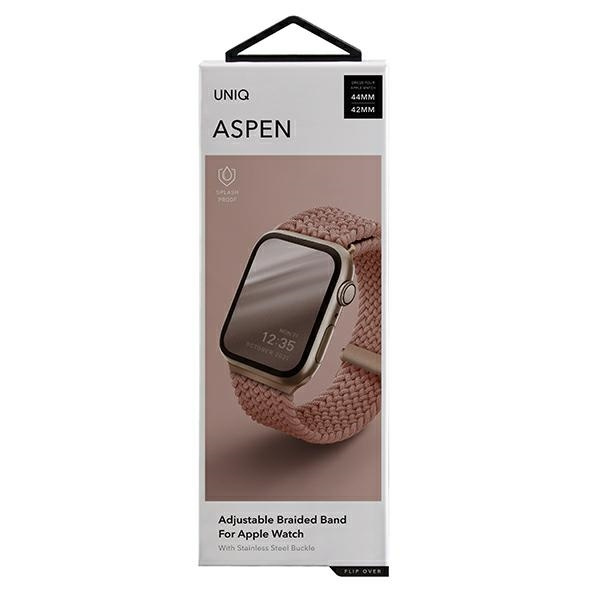 Uniq Armband Aspen Apple Watch 44/42 / 45mm Geflochtenes Rosa / Grapefruitrosa