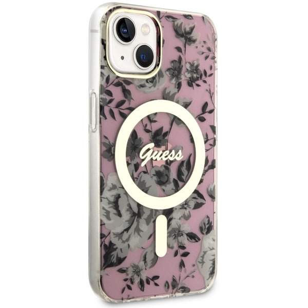 Cover Guess GUHMP14SHCFWSP iPhone 14 6,1" rosa/rosa rigidocase Fiore MagSafe Case