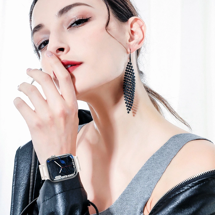 Bracelet Bracelet Triple Protection pour Apple Watch SE, 8, 7, 6, 5, 4, 3, 2, 1 (41, 40, 38 mm) bracelet bleu marine