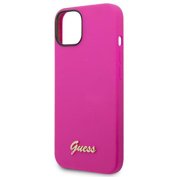 Hülle Guess iPhone 14 6.1" fuchsia/fuschia hart case Silikon Vintage Gold Logo
