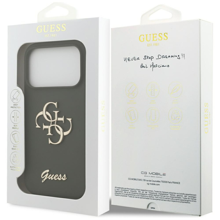 Etui Guess Silicone Big 4G Script do     iPhone 17 Pro Max khaki