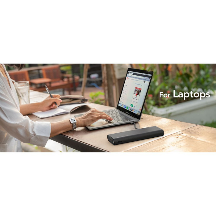 Powerbank Veger TCE130 (W2503) PD 130W 25000 mAh z wbudowanymi kablami Typ C / Lightning czarny