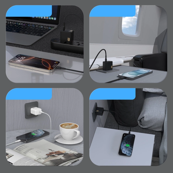 Dudao A28C 45W GaN Wandladegerät + USB-C Kabel - Schwarz