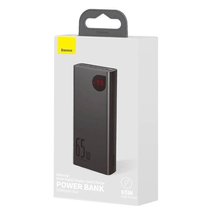 Baseus Adaman power bank 2x USB / 1x USB Type C / 1x micro USB 20000mAh 65W Quick Charge 4.0 Power Delivery Black (PPIMDA-D01)
