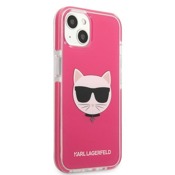 Hülle KARL LAGERFELD Apple iPhone 13 Choupette Kopf Fuchsia Rosa Hartcase