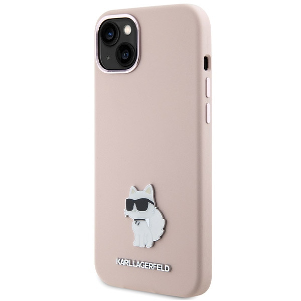 Etui Karl Lagerfeld KLHCP15SSMHCNPP iPhone 15 6.1" różowy/pink Silicone Choupette Metal Pin Case