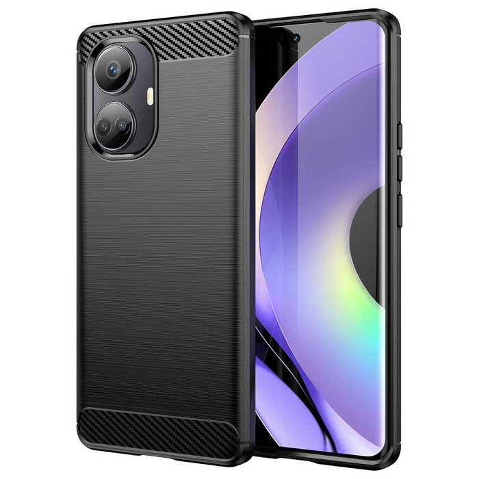 Obal Carbon Case obal pro Realme 10 Pro+ flexibilní silikonový carbonový kryt černý Case