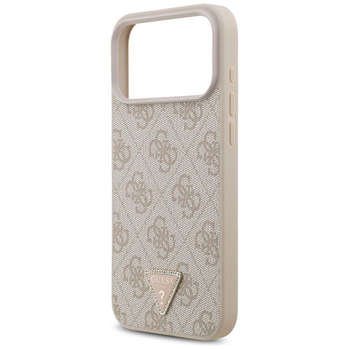 Etui Guess Leather 4G Triangle Strass    MagSafe do iPhone 17 Pro Max różowy