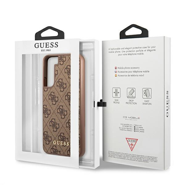 Funda GUESS Samsung Galaxy S22 4G Metal Oro Logo Marrón Hardcase