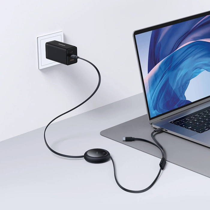 Baseus Bright Mirror Series USB-C Einziehbares Kabel - 2 x USB-C 100W 1m - Schwarz
