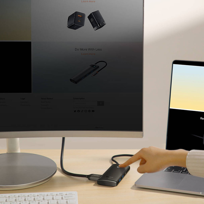 Baseus Lite Series HUB multifuncional USB Tipo C - 2 x USB 3.0 / USB Tipo C / HDMI 1,4 / SD / TF negro (WKQX050001)