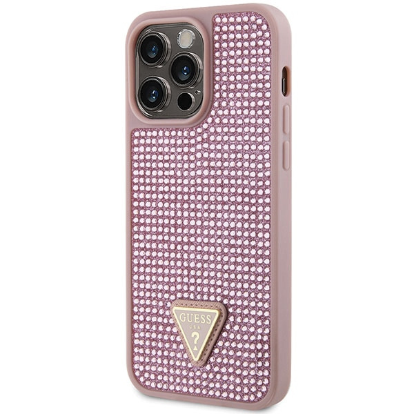 Funda Guess GUHCP14XHDGTPP iPhone 14 Pro Max 6.7" rosa/rosa durocase Rhinestone Triángulo Case