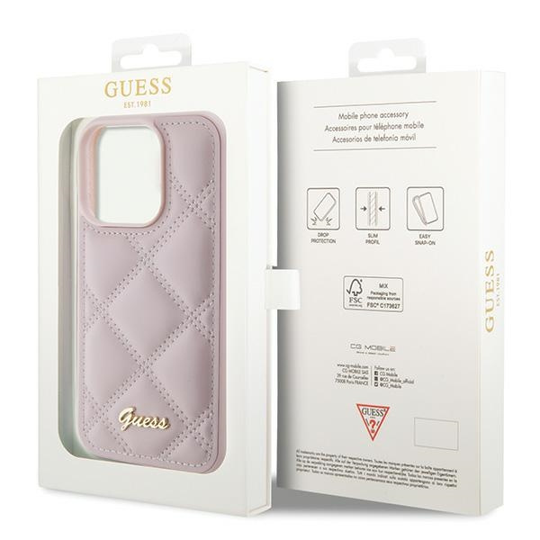 Etui Guess GUHCP15XPSQSQSP iPhone 15 Pro Max 6.7" różowy/pink hardcase Quilted Metal Logo Case