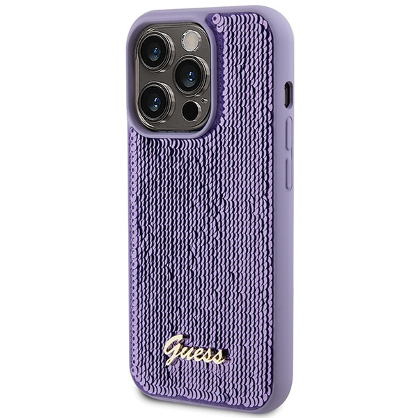 Etui Guess GUHCP15LPSFDGSU iPhone 15 Pro 6.1" fioletowy/purple hardcase Sequin Script Metal Case