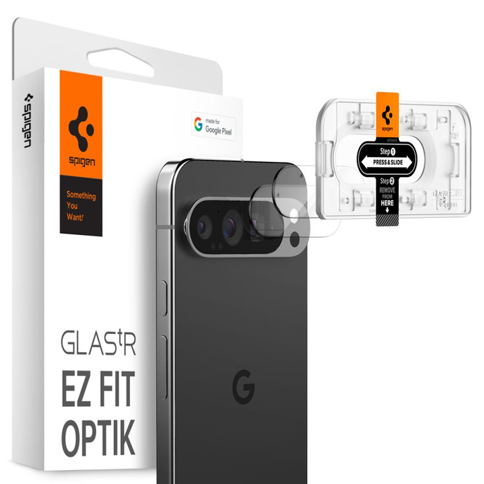 Spigen PROTECTOR DE CÁMARA OPTIK.TR "EZ FIT" PROTECTOR DE CÁMARA 2-PACK GOOGLE PIXEL 9 PRO XL CRYSTAL CLEAR