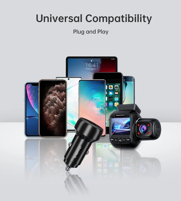 Choetech TC0014 USB-C USB-A PD 60W autonabíječka s LED podsvícením - černá