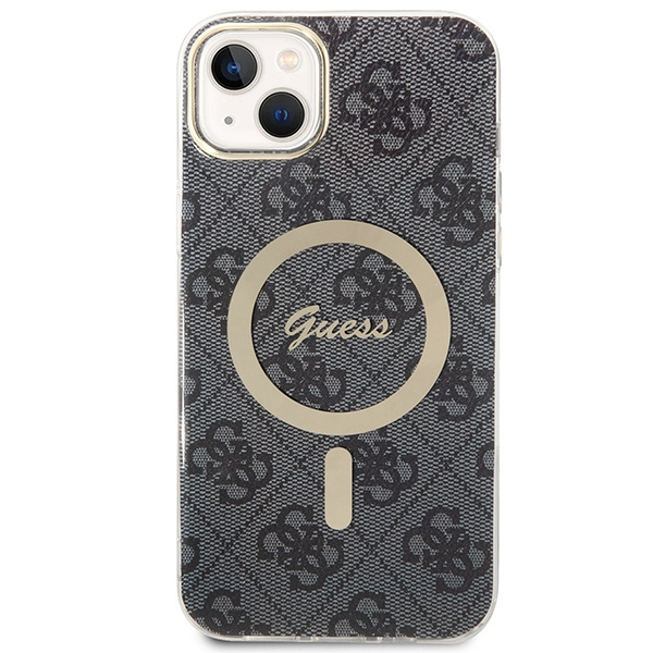 Kit Hülle Guess Case+ Ladegerät iPhone 14 Plus 6,7" schwarz/schwarz hart case 4G Print MagSafe