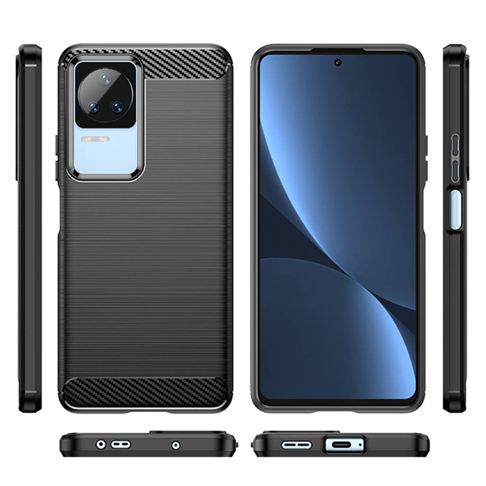 Funda de carbono para Xiaomi Poco F4 5G funda de carbono de silicona flexible negra