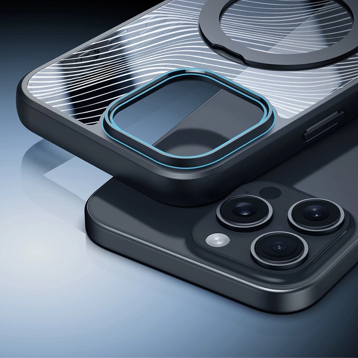Dux Ducis Aimo Mag Hülle mit MagSafe und Ständer für iPhone 16 Pro – Schwarz
