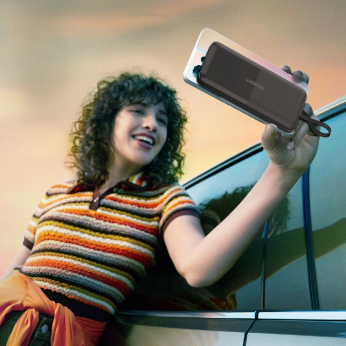 Choetech Powerbank B654 10000mAh 22.5W USB-A / USB-C / micro USB mit integriertem kabel USB-C / Lightning - schwarz