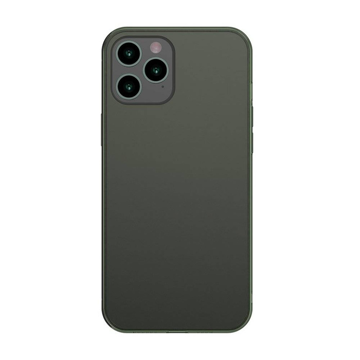 Baseus Custodia rigida in vetro satinato con cornice flessibile per iPhone 12 Pro Max verde scuro (WIAPIPH67N-WS06)