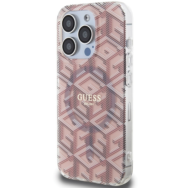 Etui Guess GUHMP15LHGCUSTGP iPhone 15 Pro 6.1" różowy/pink hardcase IML GCube MagSafe Case