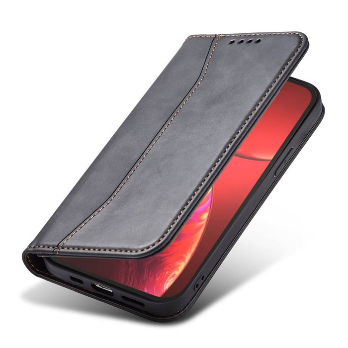 Aimant Fancy Case étui pour iPhone 14 Pro flip cover wallet stand noir