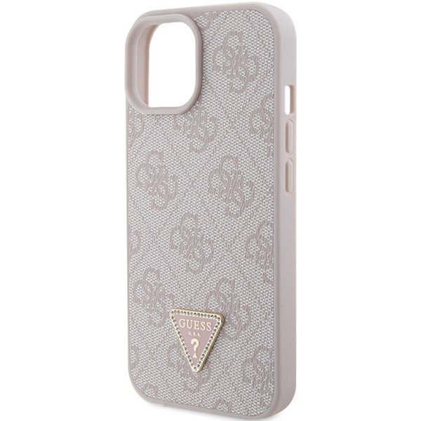 Guess GUHCP15SP4TDPP iPhone 15 6.1" pink/pink hardcase Leather 4G Triangle Strass