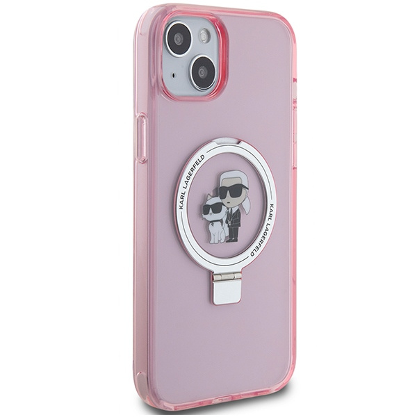 Case Karl Lagerfeld KLHMP15MHMRSKCP iPhone 15 Plus 6.7" pink/pink hardcase Ring Stand Karl&amp;Choupettte MagSafe Case