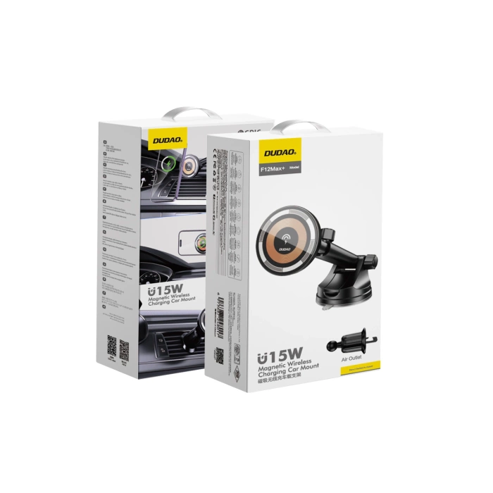 Supporto magnetico da cabina Dudao F12MAX+ con caricatore induttivo MagSafe - nero