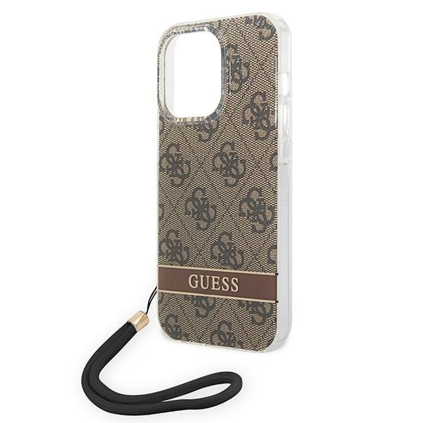 Guess GUOHCP14LH4STW iPhone 14 Pro 6.1" brown/brown hardcase 4G Print Strap