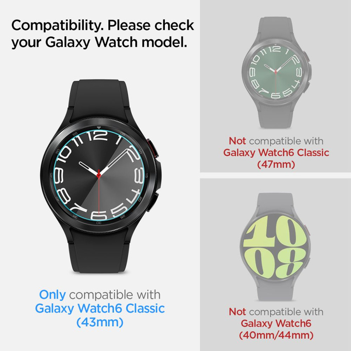 Ochranné Sklo Spigen Glas.tr "ez-fit" 2-pack Galaxy Watch 6 Classic (43 mm) Clear