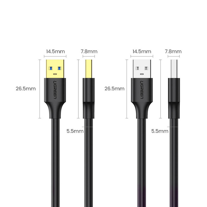 Ugreen US128 USB-A 3.0 Male to Male Cable 3m Black