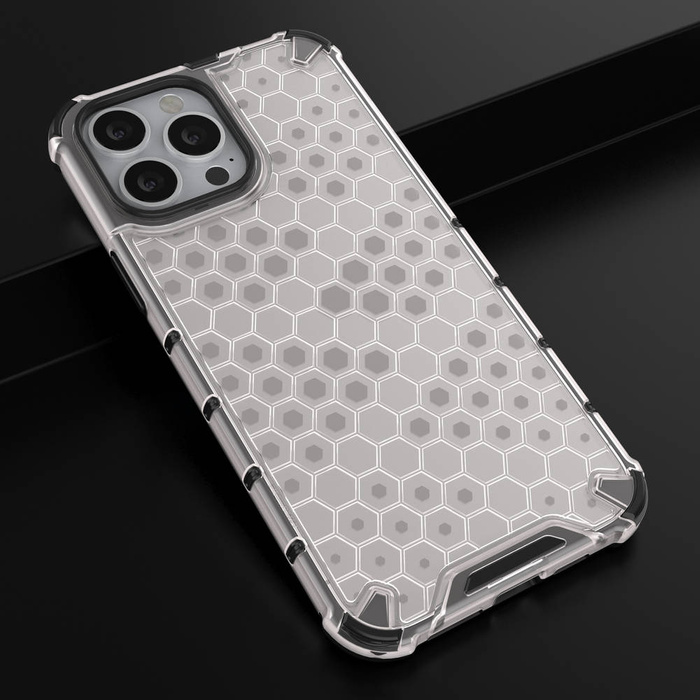 Honeycomb Handyhülle Schutzhülle mit TPU Rahmen für iPhone 13 Pro Max transparent