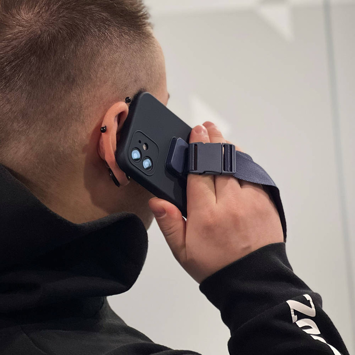 Lano case gel pouzdro se šňůrkou řetízek brašna šňůrka Samsung Galaxy A12 tmavě modrá