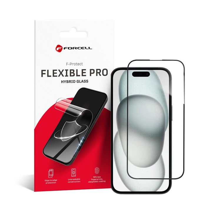 Szkło hybrydowe do iPhone 15 PLUS Forcell Flexible 5D czarne