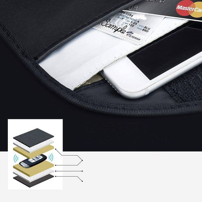 Pouzdro ochrana proti krádeži klíčů od auta telefon blokování rádiových frekvencí Faradayův box 20 cm x 11 cm černý