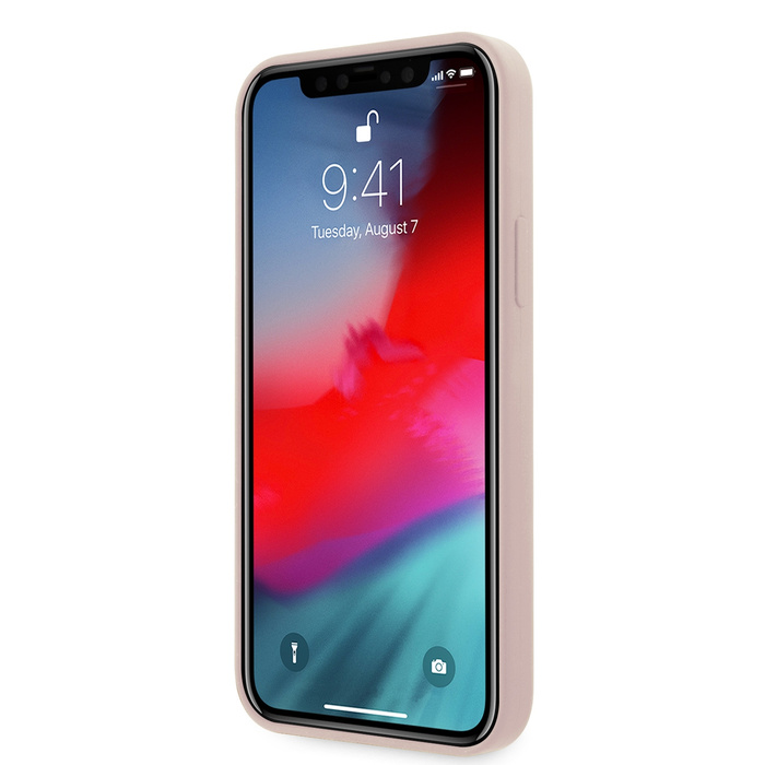 Telefontok GUESS Apple iPhone 12 Mini 5.4 szilikon háromszög logó GUHCP12SLSTMLP Rózsaszín keménytokban